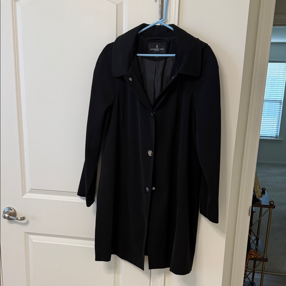 London Fog Women's Elegant Black Trench Rain Coat